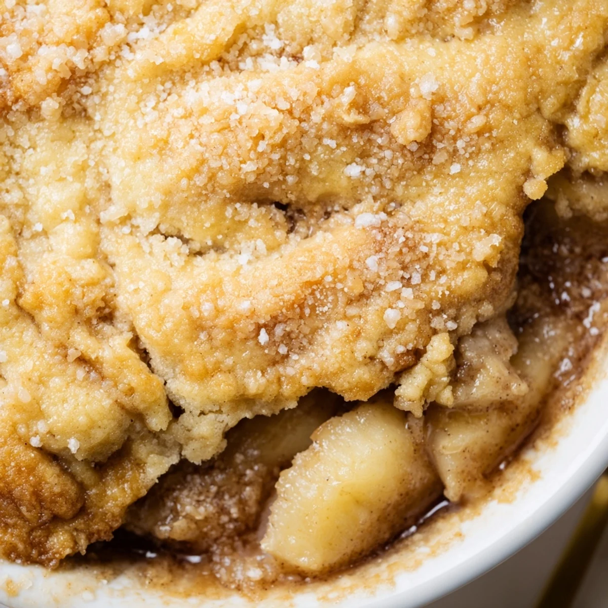 Golden Southern banana cobbler bubbling with cinnamon-spiced fruit under a buttery crust