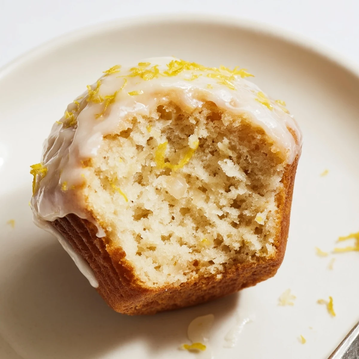 Glazed Lemon Ginger Muffins cooling on a wire rack, shiny citrus glaze  