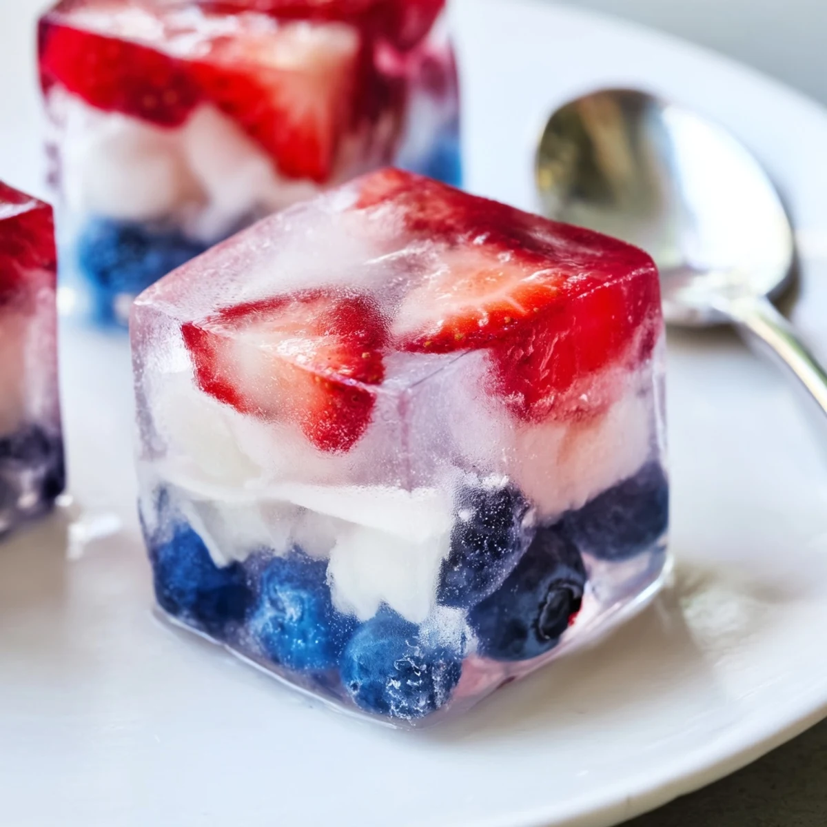 Sparkling drinks chilled with colorful Red White And Blue Ice Cubes Recipe