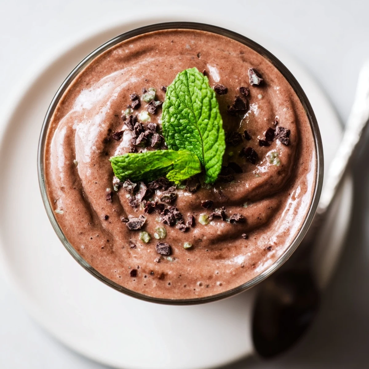 Bright magenta Chocolate Beet Smoothie in blender, banana and cocoa blended smooth