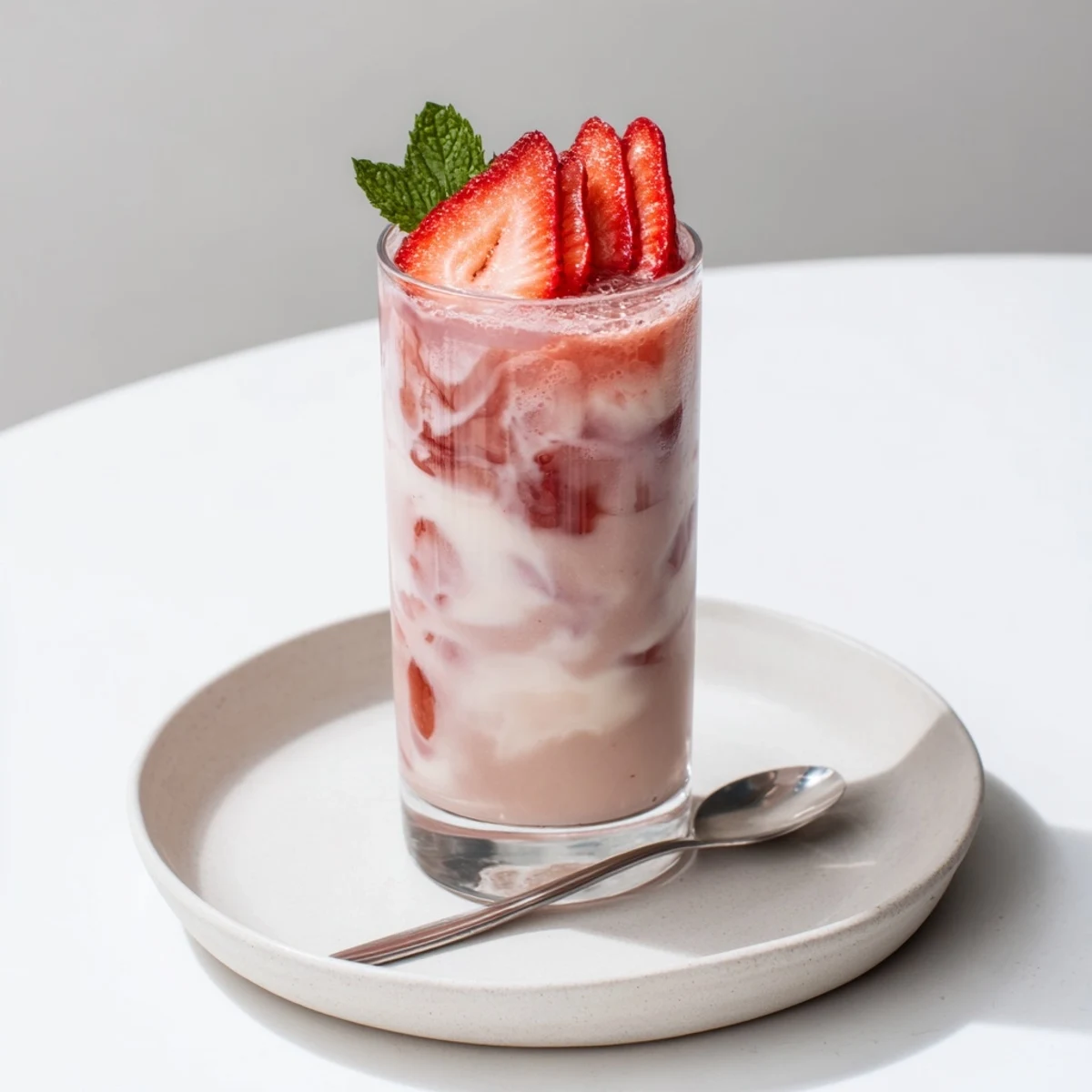 Chilled Strawberry Coconut Cooler Recipe in glasses, creamy coconut, bright lime tang  