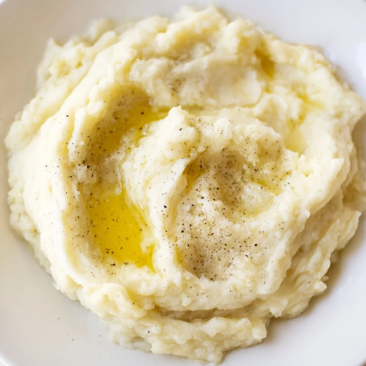 Classic American mashed potatoes smoothed to perfection with warm milk and butter