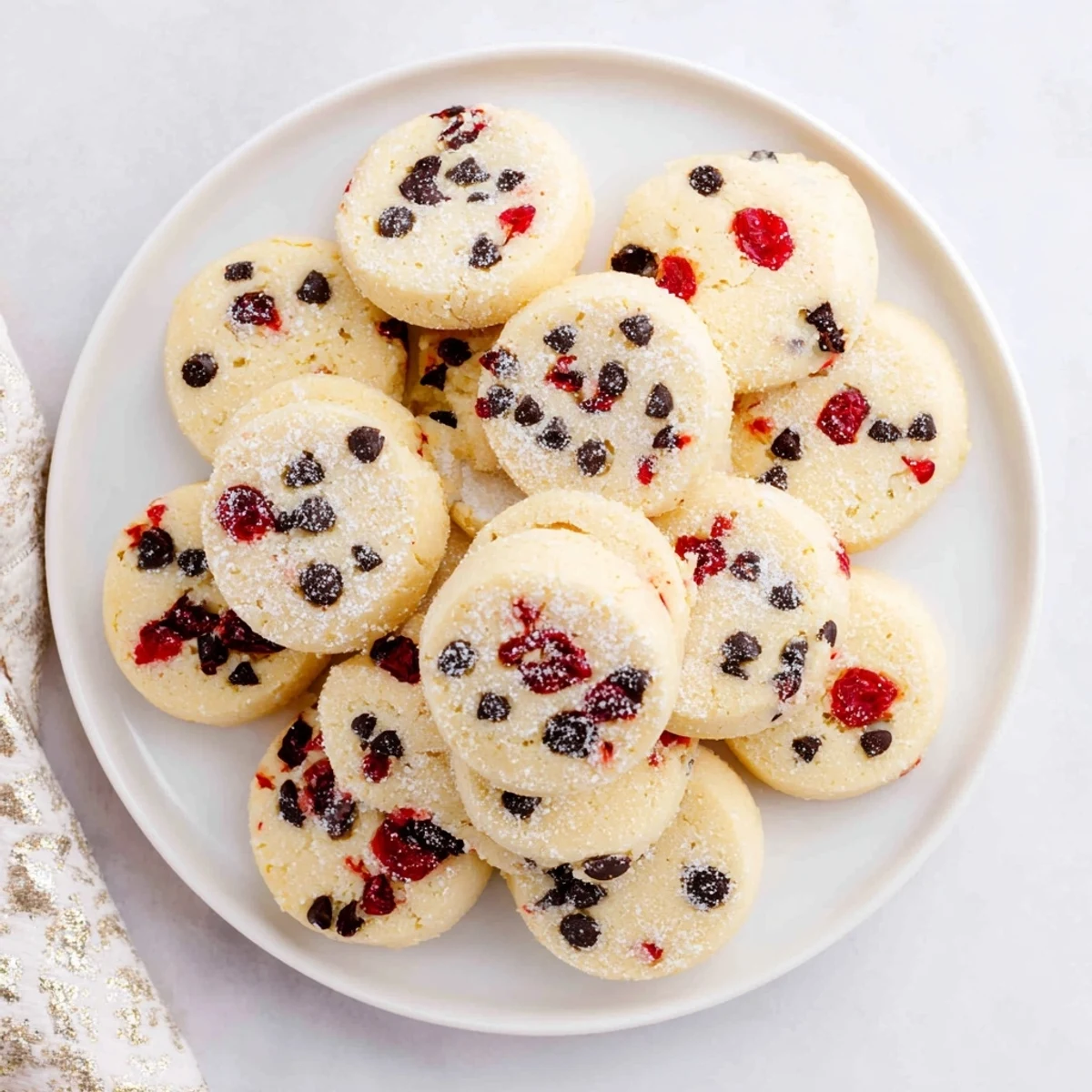 Festive Christmas Maraschino Cherry Shortbread stars garnished with cherry halves ready for holiday dessert plating
