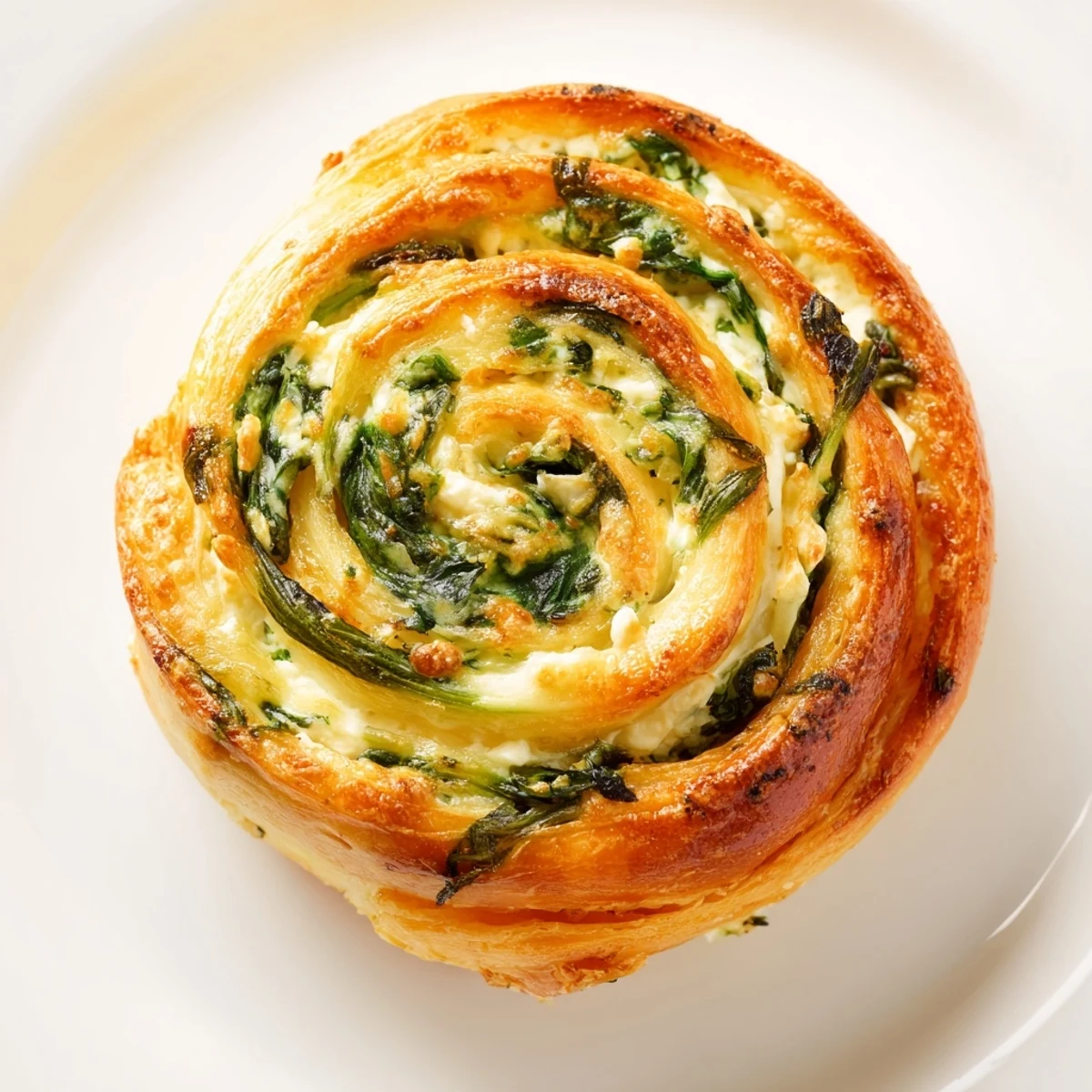 Savory Mediterranean pastry spirals filled with fresh spinach and creamy feta cheese, brushed with egg wash