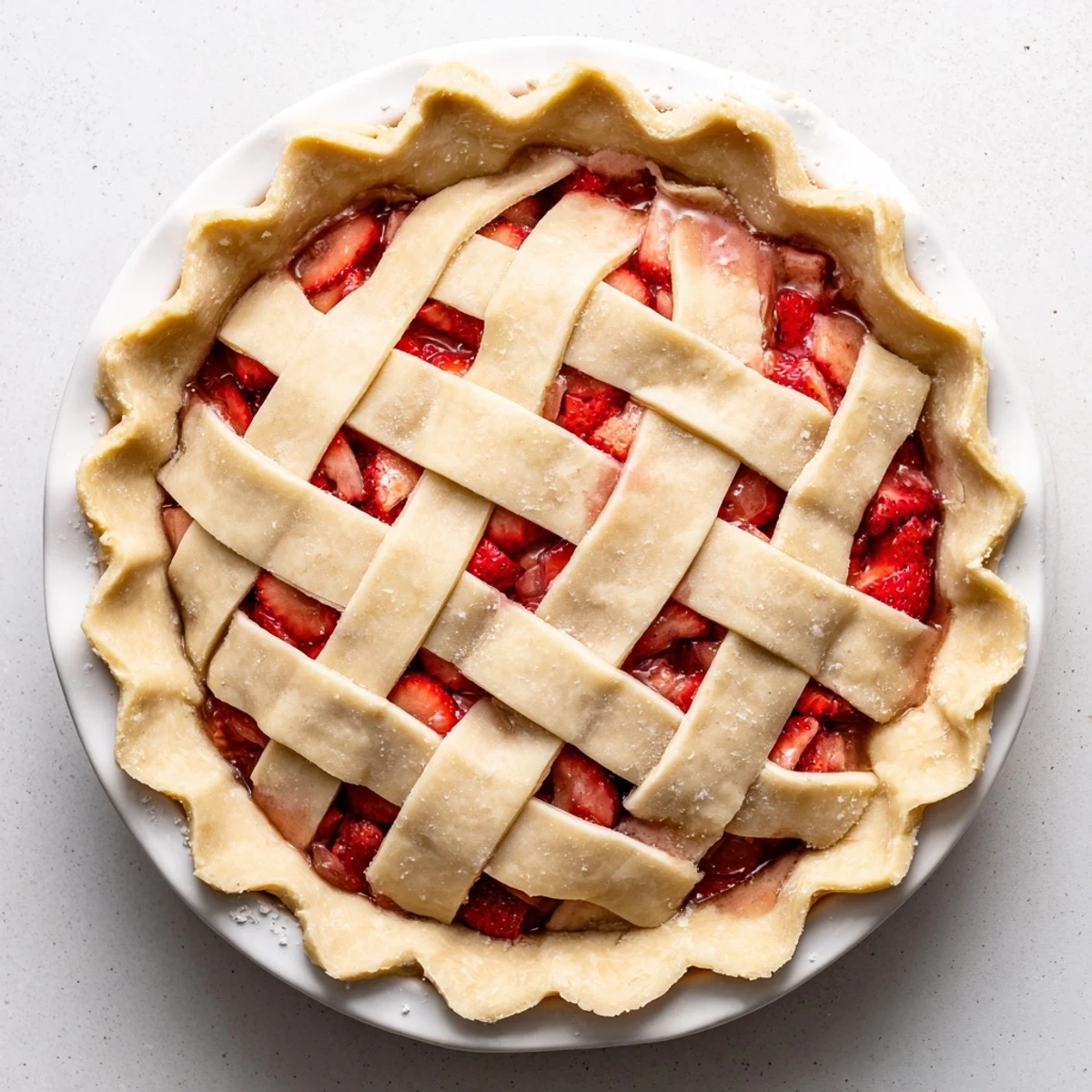 Gluten Free Strawberry Rhubarb Pie served warm with vanilla ice cream melting