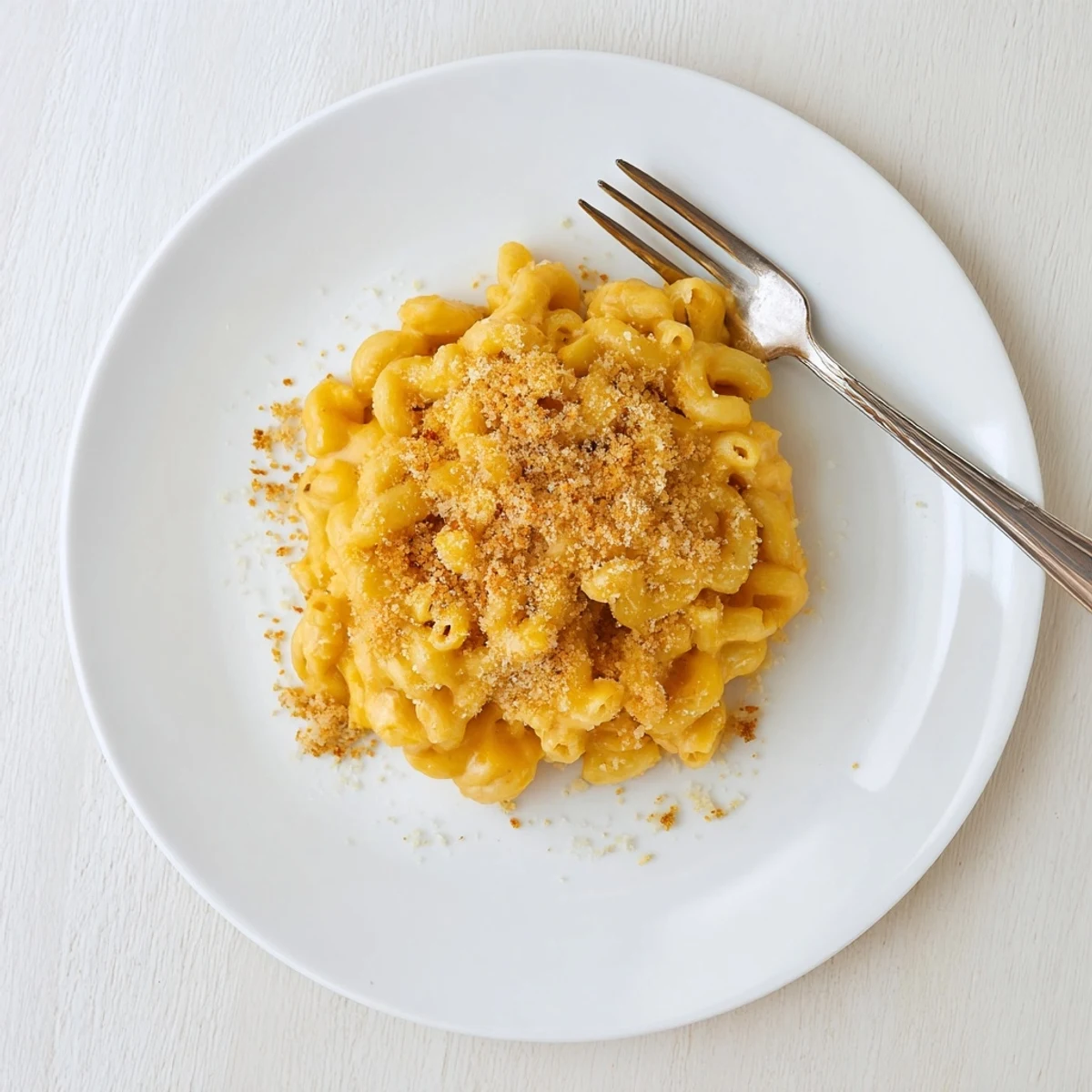 Golden baked mac and cheese with bubbly cheddar sauce coating tender elbow pasta
