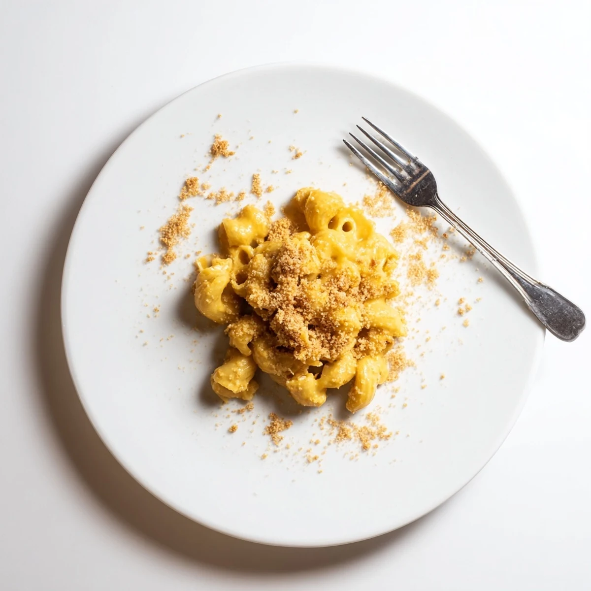 Creamy homemade mac and cheese in a white bowl with melted cheese topping