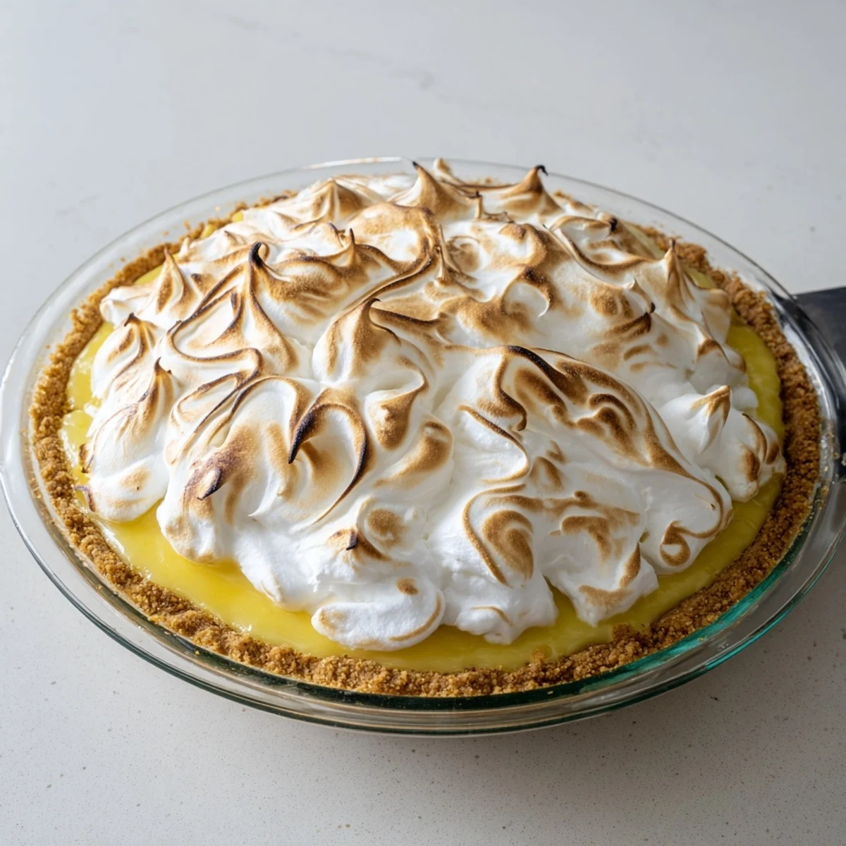 Golden meringue crowns this Real Lemon Pie Recipe with a buttery graham crust