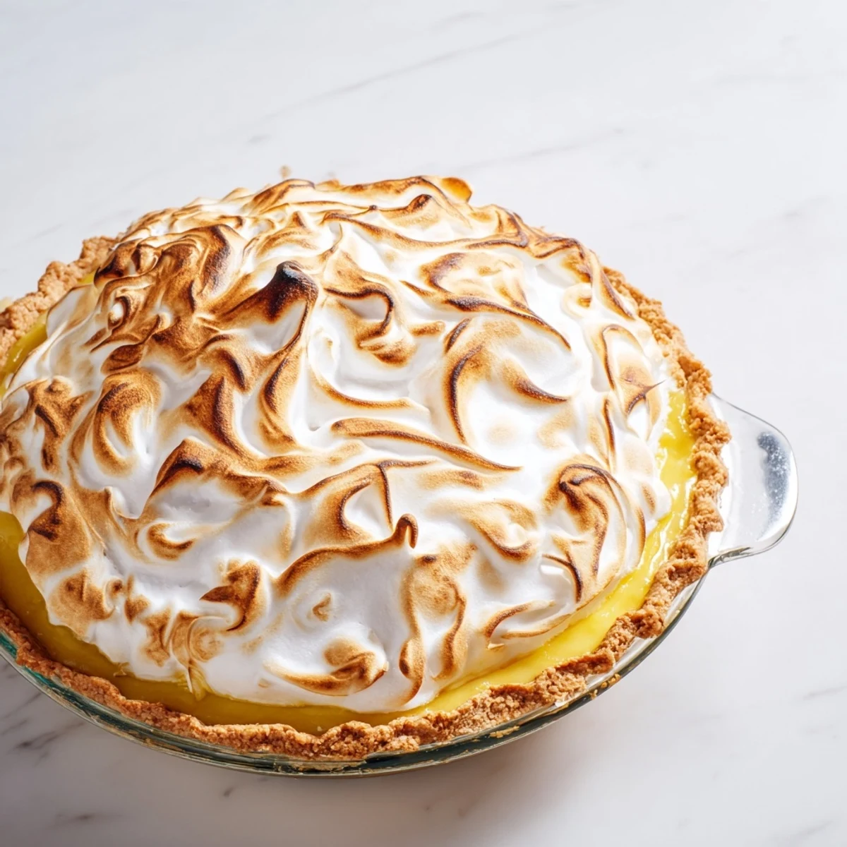 Creamy tangy Real Lemon Pie Recipe sliced and plated on a white dish
