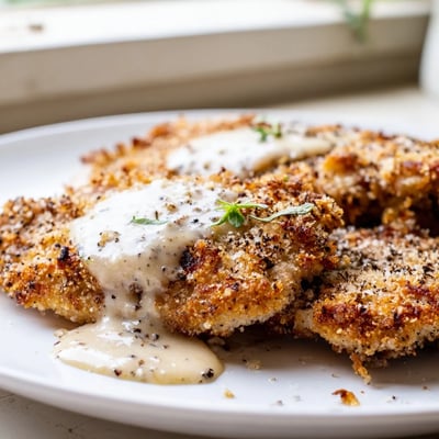 Crispy Parmesan Chicken with Garlic Sauce