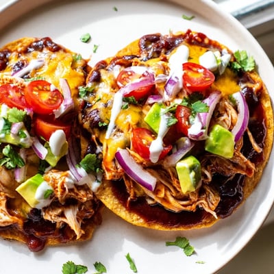 Sweet Smoky BBQ Chicken Tostadas